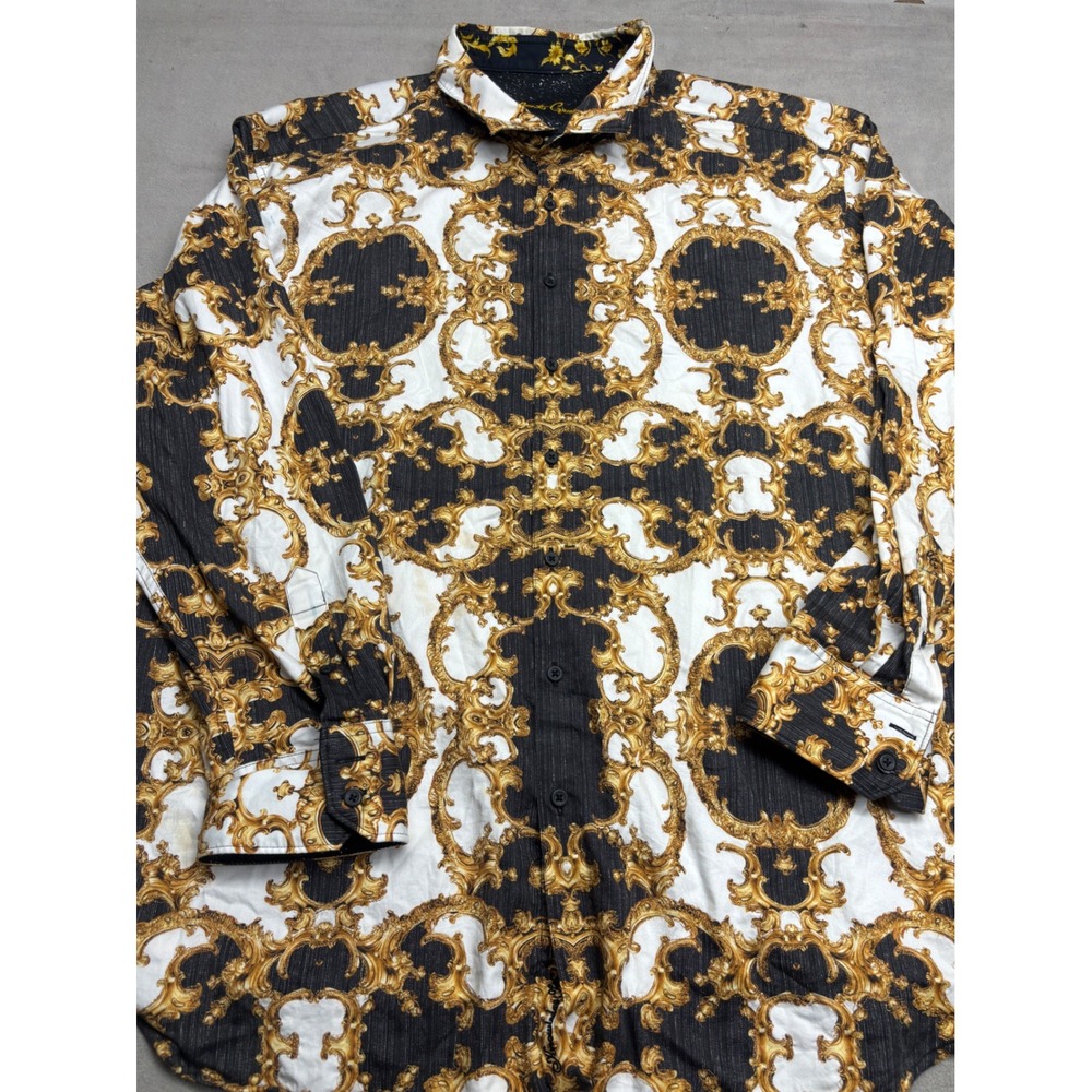 Robert Graham The LUXE Gold 4XL Mens Baroque Long Sleeve Button Down Shirt